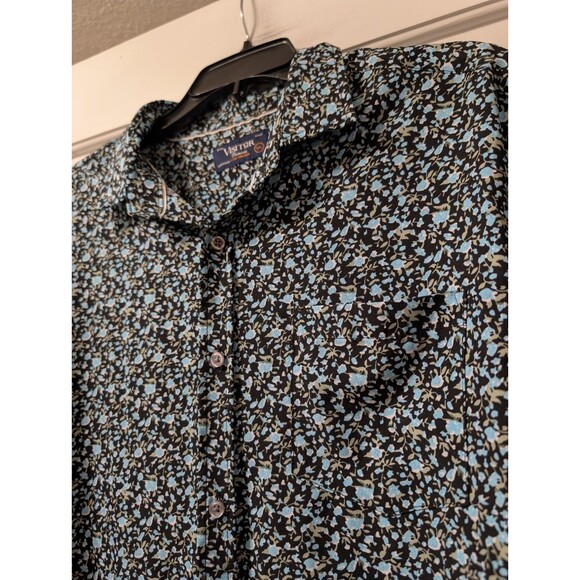 Visitor Premium 4-Way Stretch Floral Shirt Men’s XL Blue Black Button Front - Picture 7 of 9
